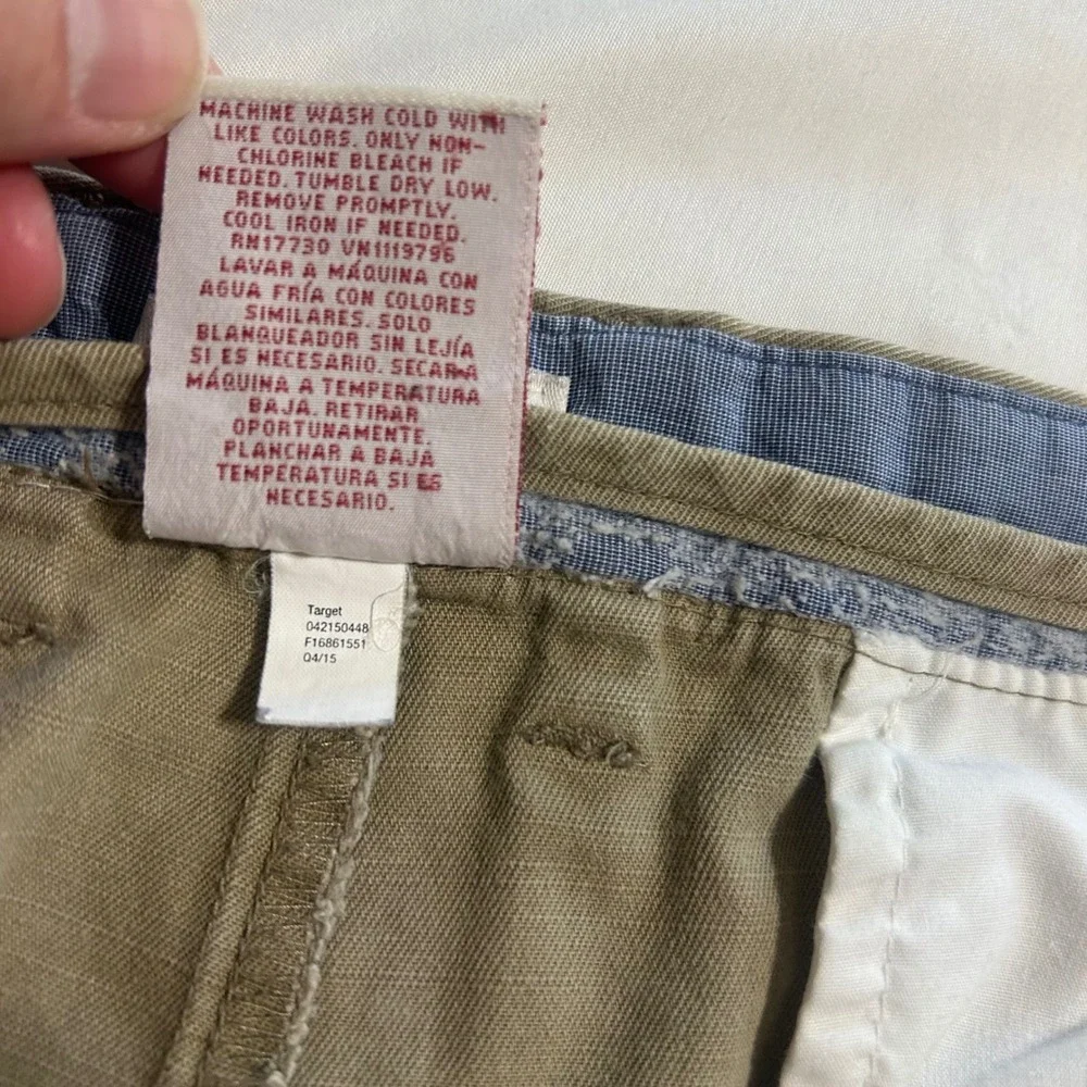 Merona Mens Khaki Tan Chino Shorts Size 42 100% Cotton Flat Front Casual Summer‎